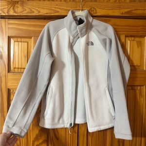 The North Face Women's White and Gray Fleece Full Zip Up Jacket